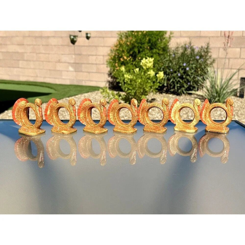 7 Vintage Ceramic Thanksgiving Fall Harvest Decor Turkey Napkin Holders - 3